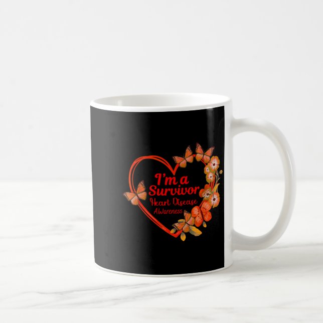 I'm A Survivor Heart Disease Awareness Red Butterf Kaffeetasse (Rechts)