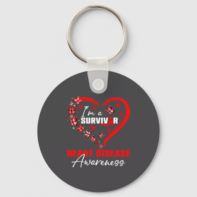 I'm A Survivor Heart Disease Awareness Red Butterf Schlüsselanhänger (Vorderseite)