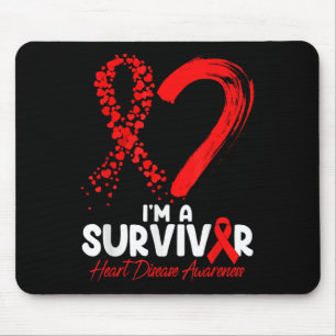 Im a Survivor Heart Disease Awareness Red Ribbon M Mousepad