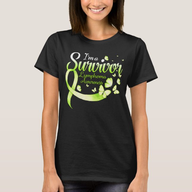 I'm A Survivor Lymphoma Awareness Butterfly Ribbon T-Shirt (Vorderseite)