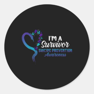 Im a Survivor Suicide Prevention Awareness Butterf Runder Aufkleber
