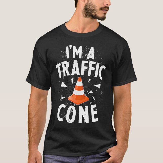 I'm A Traffic Cone Lazy Easy Simple Halloween Cost T-Shirt (Vorderseite)