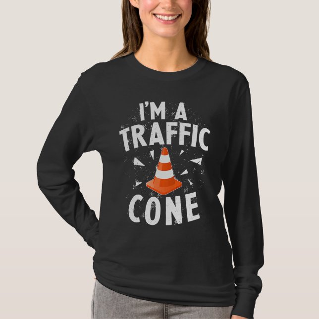 I'm A Traffic Cone Lazy Easy Simple Halloween Cost T-Shirt (Vorderseite)