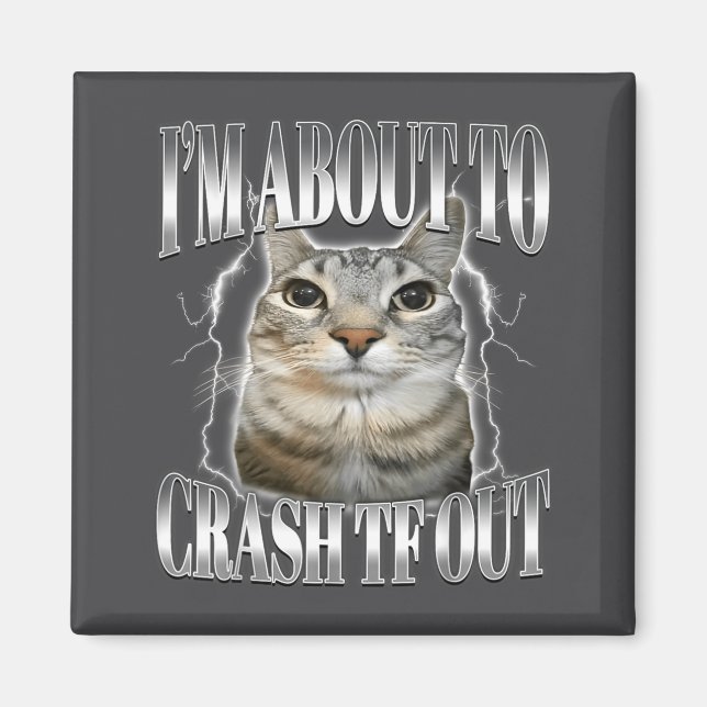 I'm About To Crash Out Funny Staring Cat Brainrot  Magnet (Vorne)