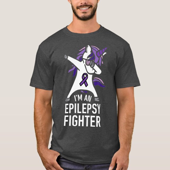 Im an Epilepsy Fighter Dabbing Unicorn Kid Men T-Shirt (Vorderseite)