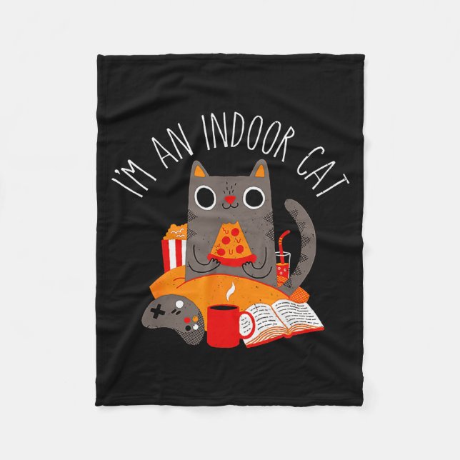 I'm An Indoor Cat Funny Reading Coffee Gaming Cat  Fleecedecke (Vorderseite)