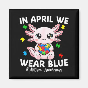 im April Tragen Blau Kinder Mädchen Kleinkind Auti Magnet