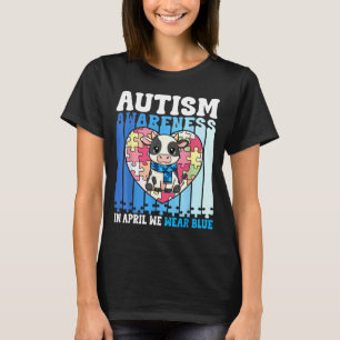 Im April tragen wir blaue Autismusrätsel mit Kühen T-Shirt