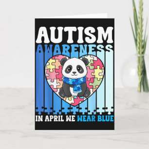 Im April tragen wir blaue Autismusrätsel Panda Puz Karte
