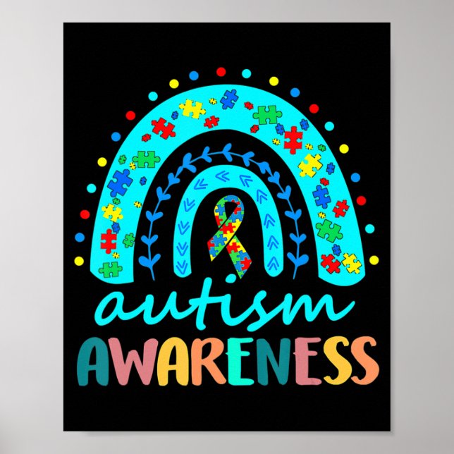 Im April tragen wir Blauer Autismus Rainbow Awaren Poster (Vorne)