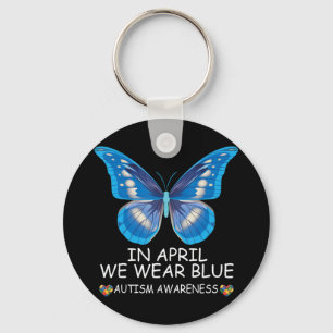 Im April tragen wir blaues Shirt Butterfly Ribbon Schlüsselanhänger