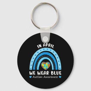 Im April tragen wir Blue Rainbow Autism Awareness Schlüsselanhänger