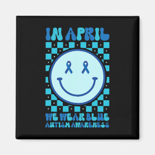 Im April tragen wir Blue Retro Groovy Autism Aware Magnet