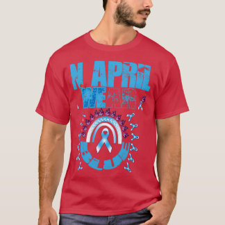 Im April tragen wir das blaue Autismus-Bewusstsein T-Shirt