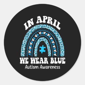 Im April tragen wir das Blue Autismus Awareness Mo Runder Aufkleber