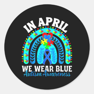Im April tragen wir das Blue Autismus Awareness Mo Runder Aufkleber