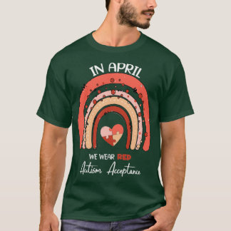 Im April tragen wir das rote Autismus-Bewusstsein T-Shirt