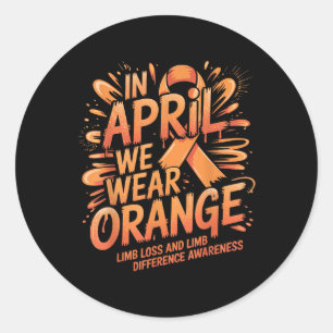 Im April tragen wir den Orangengrenzenunterschied Runder Aufkleber