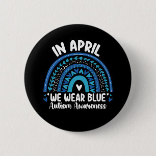 Im April tragen wir einen blauen Autismus-Bewussts Button