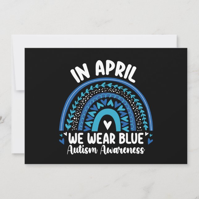 Im April tragen wir einen blauen Autismus-Bewussts Einladung (Vorderseite)