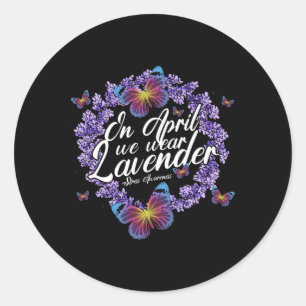 Im April tragen wir Lavendel Stress Awareness Mona Runder Aufkleber