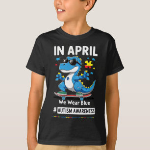 Im April tragen wir lustige Skateboarding-Dinosaur T-Shirt