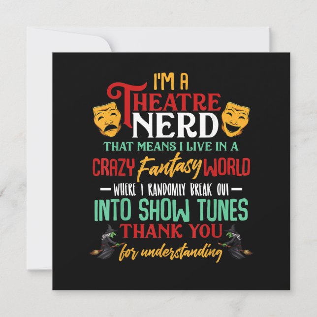 Im Atre Nerd auf Bühne Schauspielerin liebt Schaus Dankeskarte (Vorderseite)