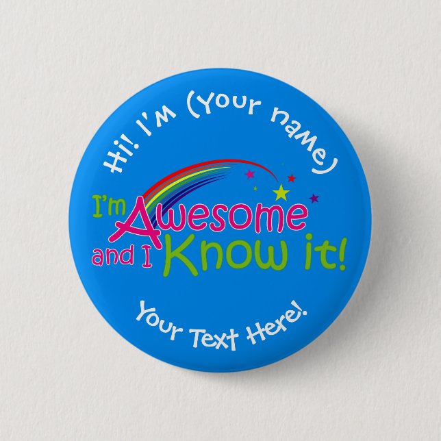 I'm Awesome & I Know it - Blue Button (Vorderseite)