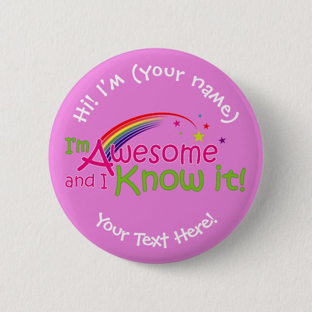 I'm Awesome & I Know it - Pink Button (Vorderseite)