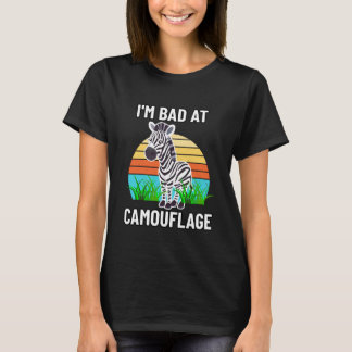 I'm Bad at Camouflage Striped Horse Funny Unexcite T-Shirt