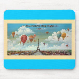 Im Ballon aufsteigen über Paris-Druck 1890 Mousepad