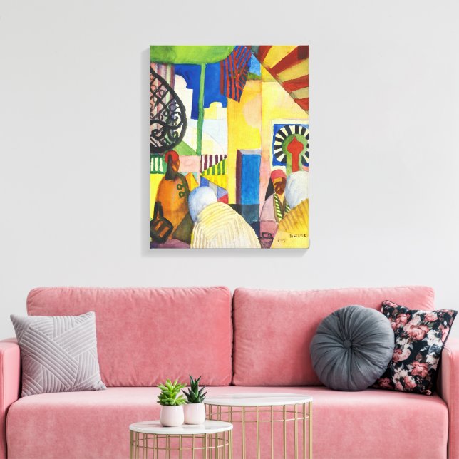Im Basar | Auguste Macke | Leinwanddruck (Insitu (Wohnzimmer))