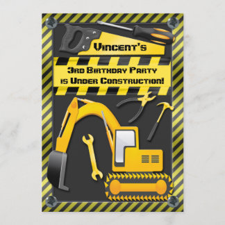 Im Bau Geburtstags-Party bearbeitet Gräber Einladung