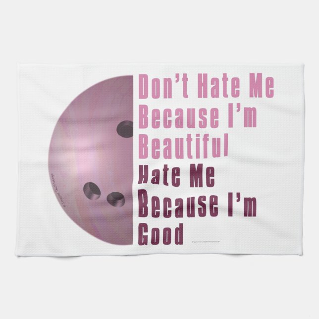 Im Beautiful Im Good Bowling Pink Handtuch (Horizontal)