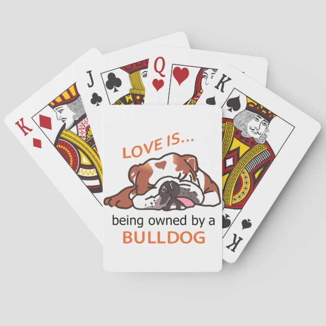 Im Besitz eines Bulldoggen Spielkarten (Rückseite)