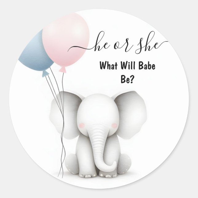 Im Big Zoo Baby White Elephant Birth Gender Reveve Runder Aufkleber (Vorderseite)