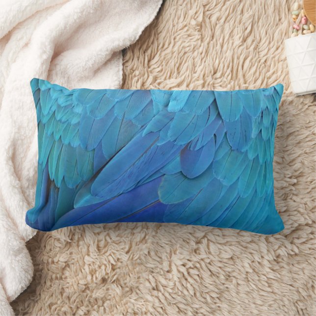 I'm blue - Macaw feathers Lendenkissen (Decke)