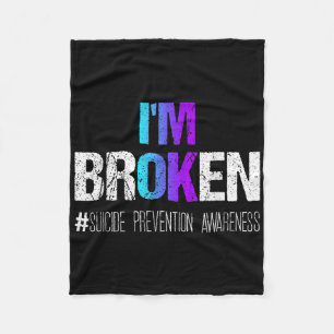 Im Broken Aquamarin & Lila Ribbon Suicide Prev Fleecedecke