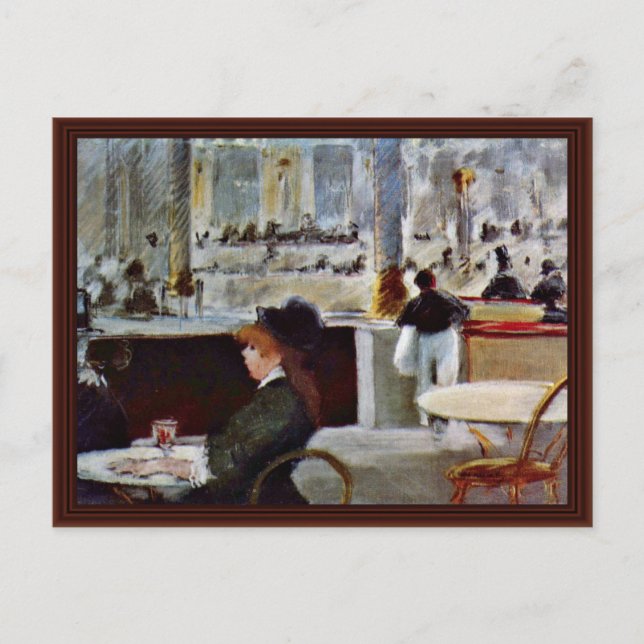 Im Café von Manet Edouard Postkarte (Vorderseite)