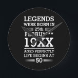 Im Datumsmonatsalter waren benutzerdefinierte Lege Runde Wanduhr<br><div class="desc">Maßgeschneiderte Legenden waren geboren in Datum Monat Jahr Alter Design kann ein großartiges Design sein,  um Ihr Geburtsdatum und Ihr Alter jedem zeigen. Außerdem kann es ein tolles Geschenk für jeden Geburtstag sein,  und es kann phantastisch für jeden Anlass oder auch ohne Anlässe sein.</div>