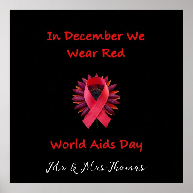 Im Dezember tragen wir Red Unite for World AIDS Da Poster (Vorne)