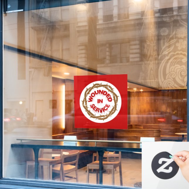 Im Dienst verwundet Fensteraufkleber (Café-Fenster)