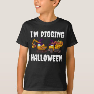 Im Digging Halloween Tractor Boys Construction Dig T-Shirt