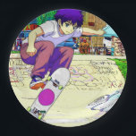 I'm Doing It - Young Skateboarder Pappteller<br><div class="desc">A young skateboarder is practicing his trick until he finally got it! So cool!</div>