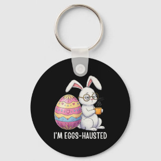 I'm Eggshausted Sleepy Bunny Holding A Coffee Mug  Schlüsselanhänger