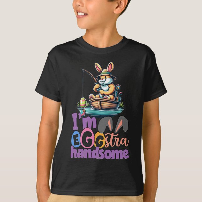 Im Eggstra Handsome Bunny Fishing B Fish Easter Da T-Shirt (Vorderseite)