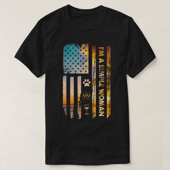 Im einfachen Camping Wine Flip Flops Liebe Dog T-Shirt (Design vorne)