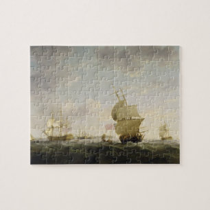 Im englischen Kanal versenden, c.1755 (Öl auf Ca