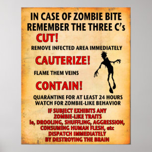 "IM FALLE DES ZOMBIE-BISSES" Plakat verärgerter