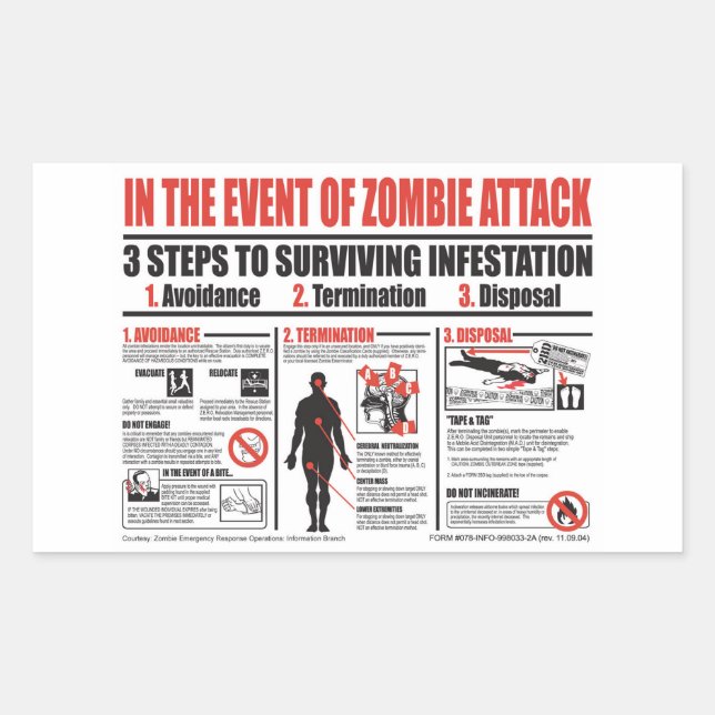 Im Falle von Zombie-Angriffen STICKERS (Vorderseite)